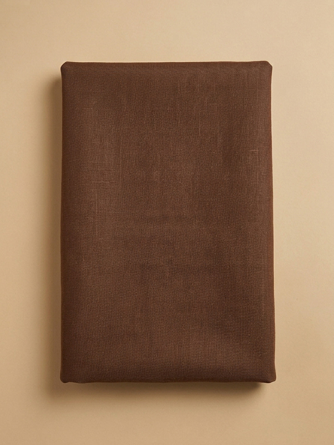 Brown Printed Linen Blend Unstitched Dress Material