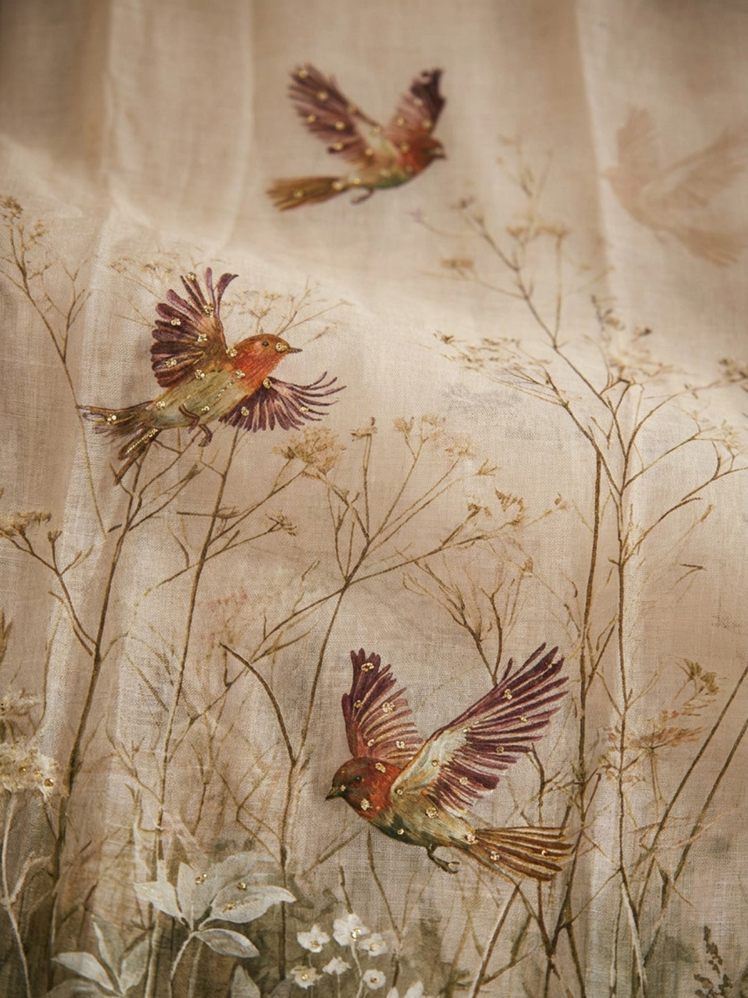 Onion Pink Printed Linen Blend Unstitched Dress Material