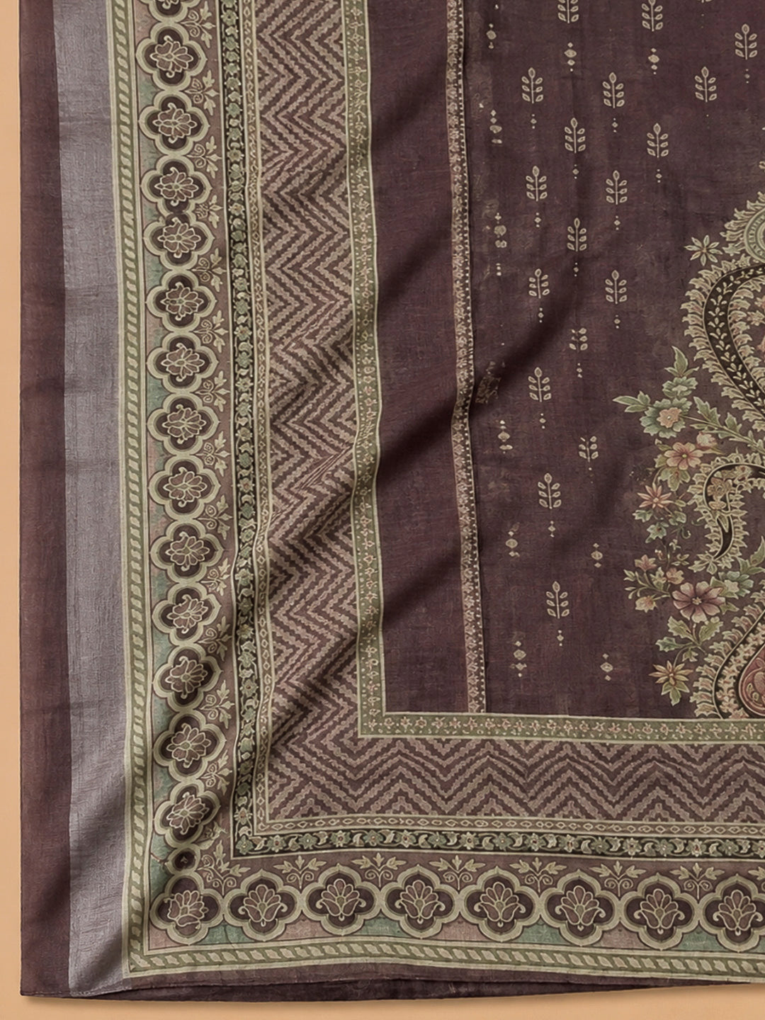 Onion Pink Linen Blend Printed Unstitched Dress Material