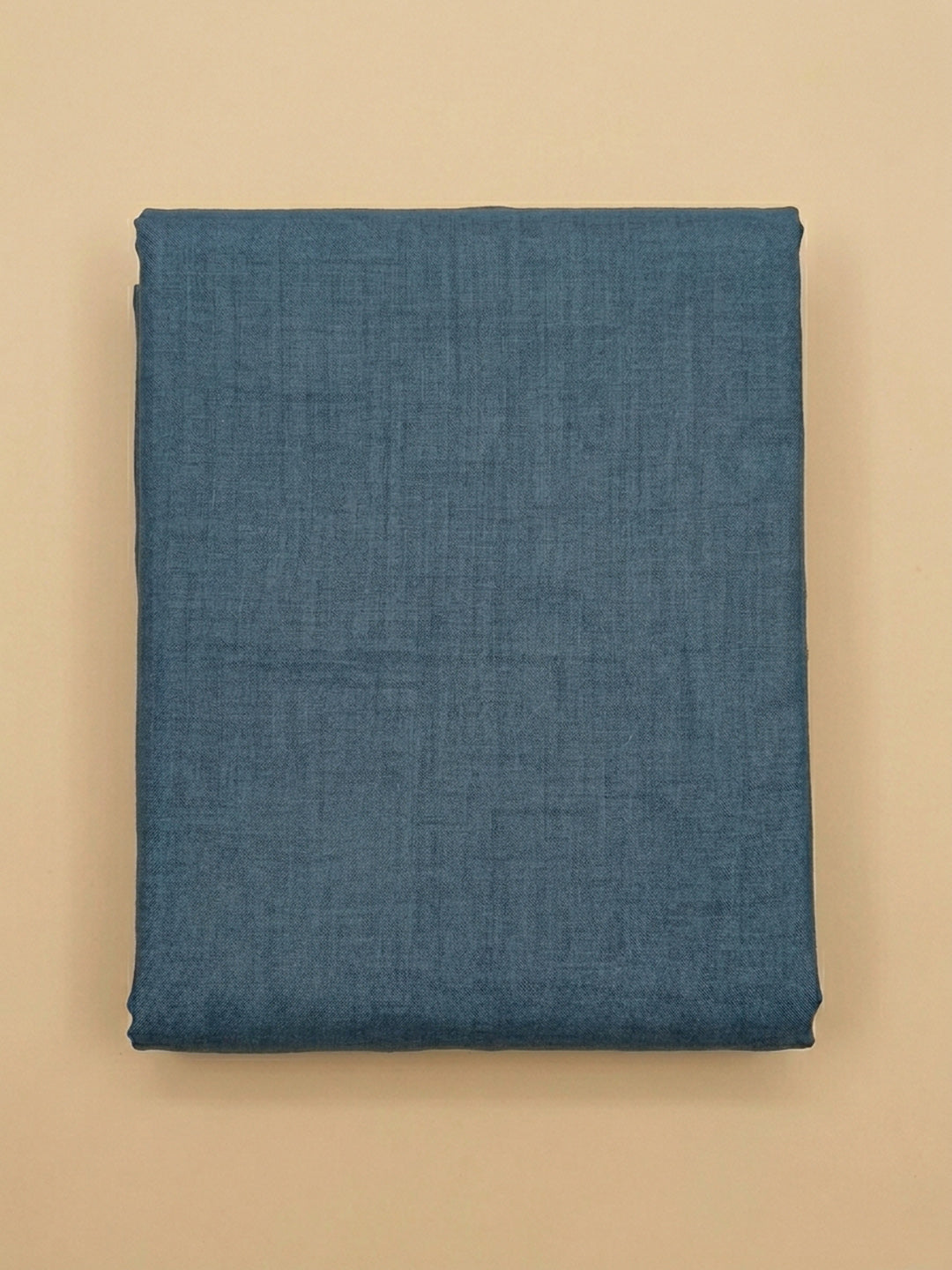 Blue Printed Linen Blend Unstitched Suit &amp; Pant With Linen Dupatta
