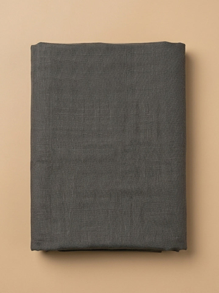 Grey Printed Linen Blend Unstitched Suit &amp; Pant With Linen Dupatta