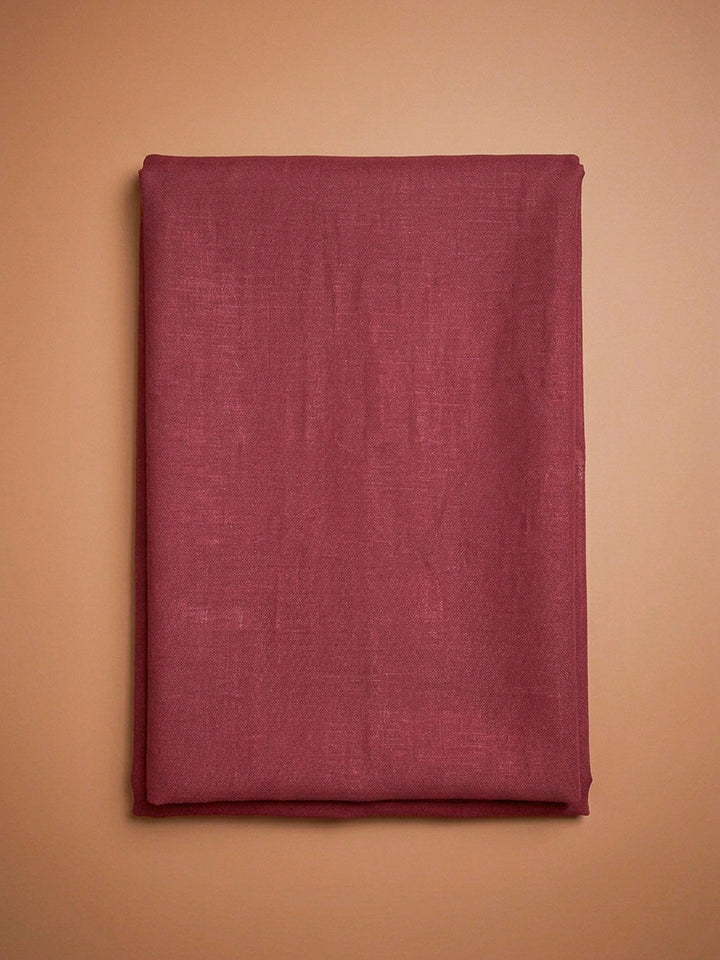 Maroon Printed Linen Blend Unstitched Dress Material
