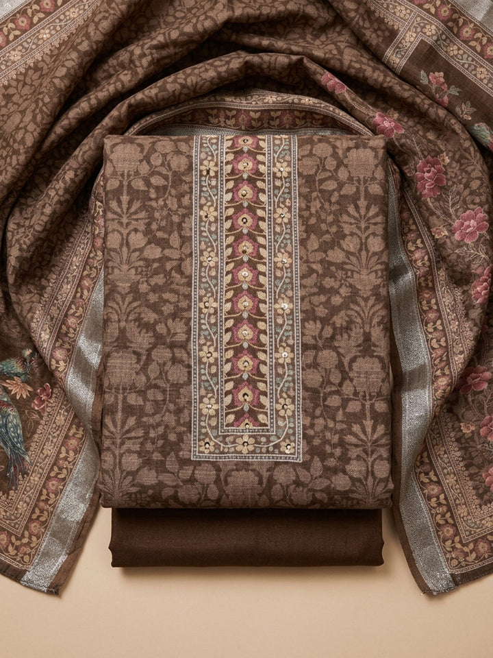 Mouse Printed Chanderi Unstitched Dress Material