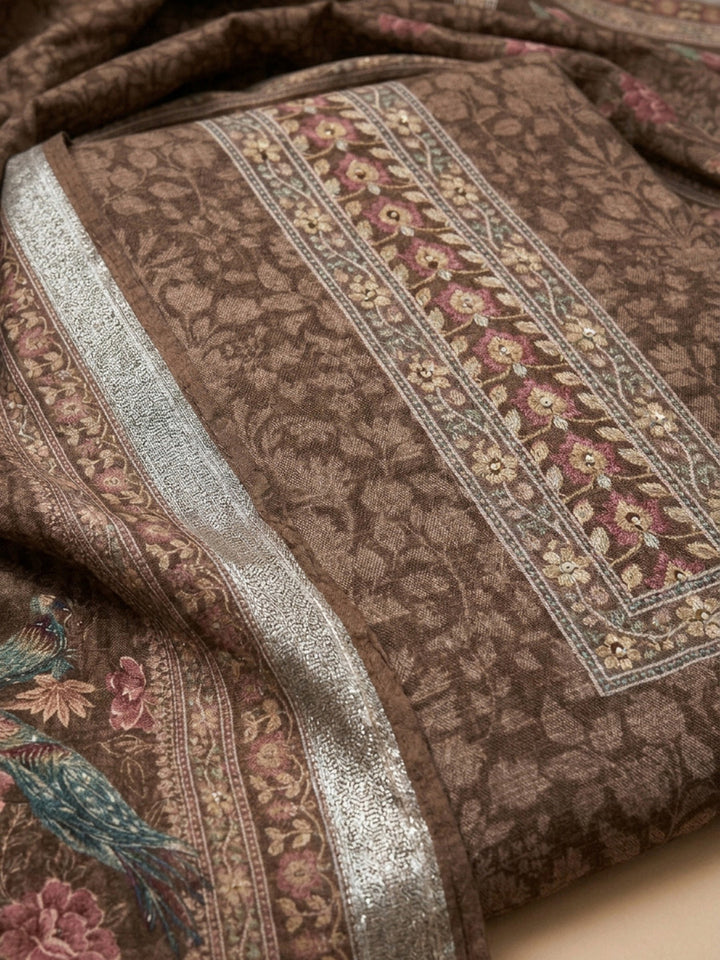 Mouse Printed Chanderi Unstitched Dress Material