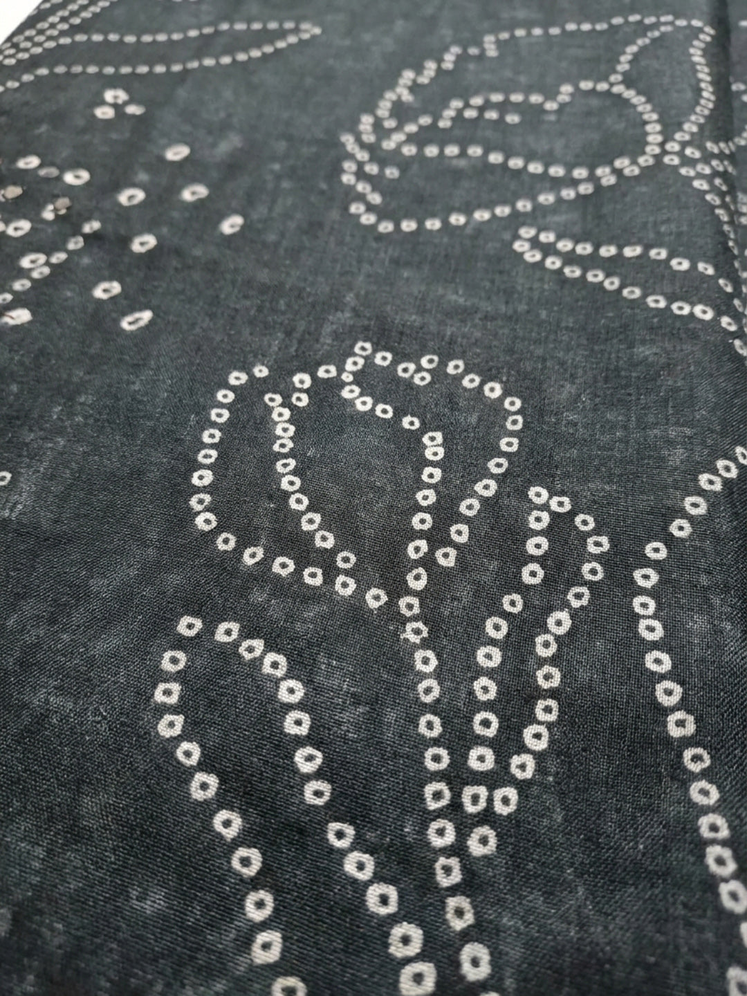 Black Printed Linen Blend Unstitched Dress Material