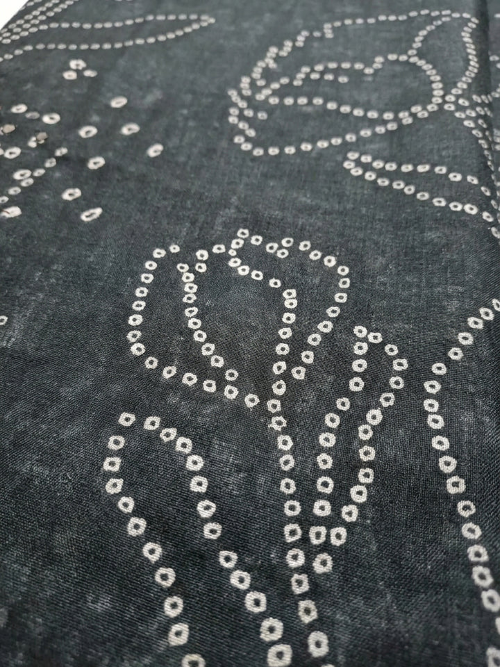 Black Printed Linen Blend Unstitched Dress Material