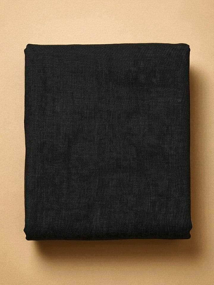 Black Printed Linen Blend Unstitched Dress Material