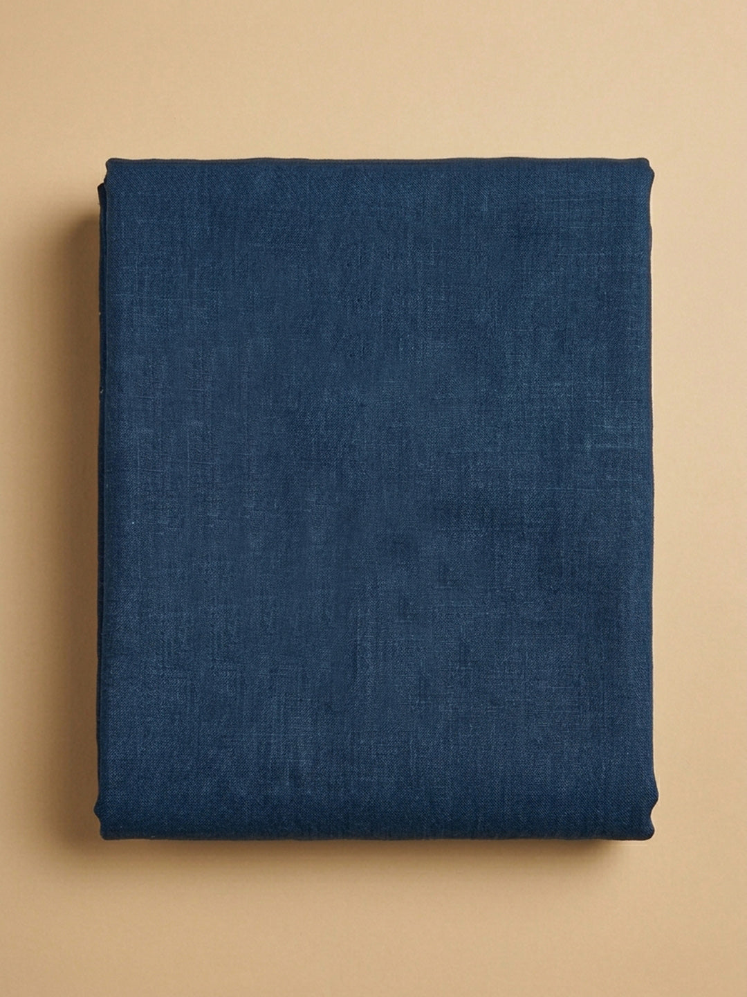 Blue Printed Linen Blend Unstitched Dress Material
