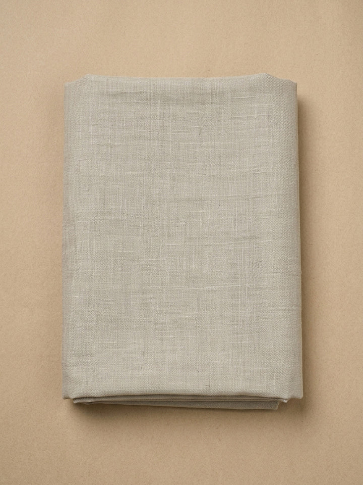 Off White Printed Linen Blend Unstitched Dress Material