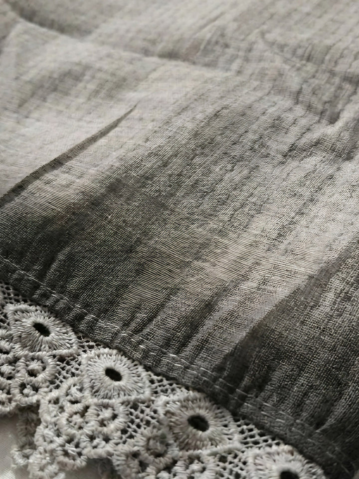Sea Green Printed Linen Blend Unstitched Dress Material