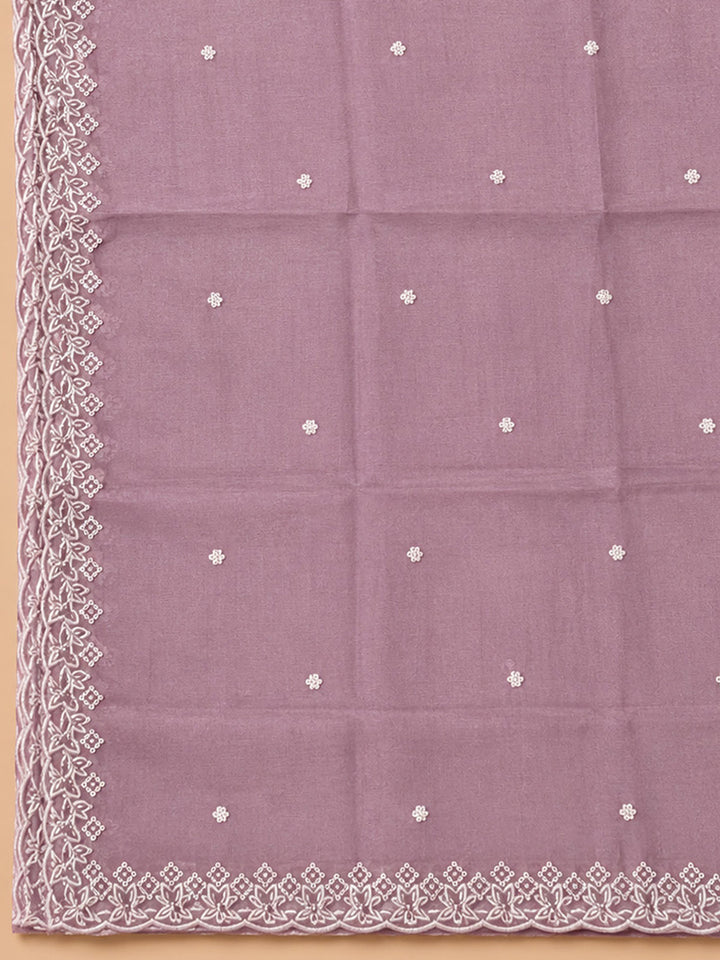Onion Pink Embroidery Chanderi Unstitched Dress Material