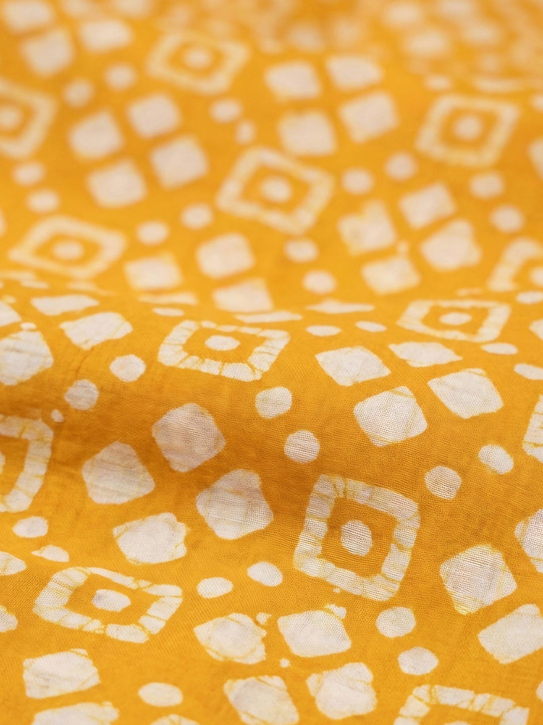 Mustard Printed Cotton Blend Unstitched Suit &amp; Pant With Cotton Dupatta