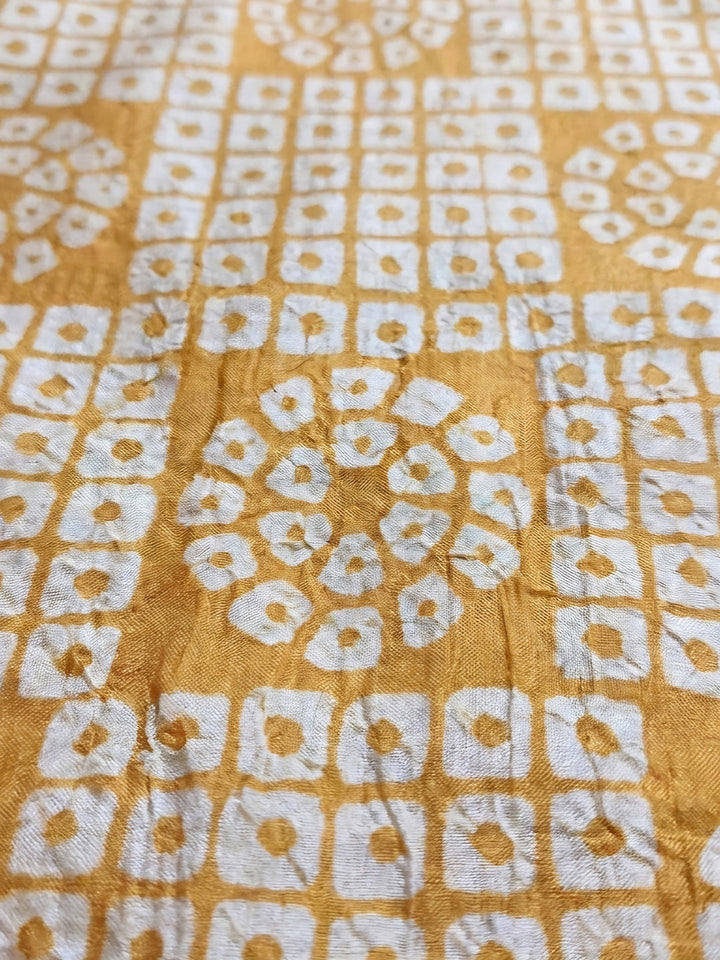 Mustard Printed Cotton Blend Unstitched Suit &amp; Pant With Cotton Dupatta