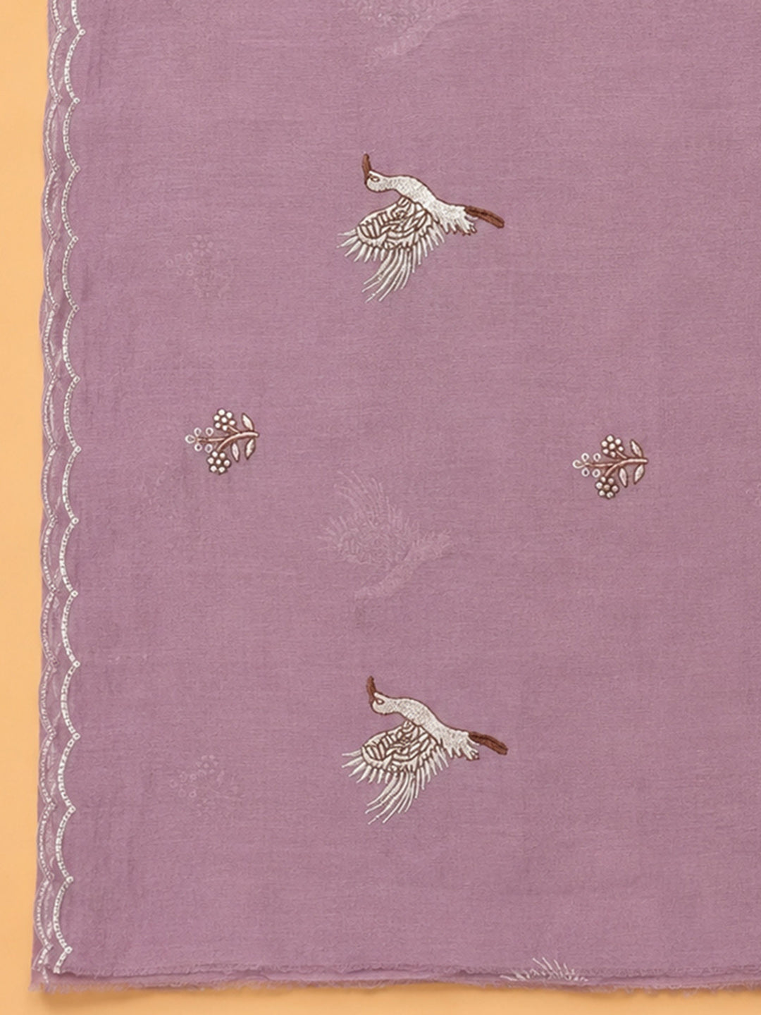Pink Lavender Embroidery Chanderi Unstitched Dress Material