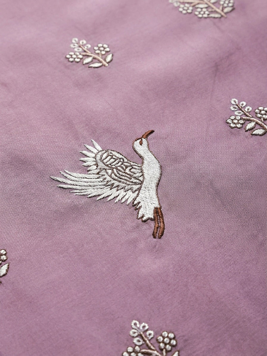 Pink Lavender Embroidery Chanderi Unstitched Dress Material