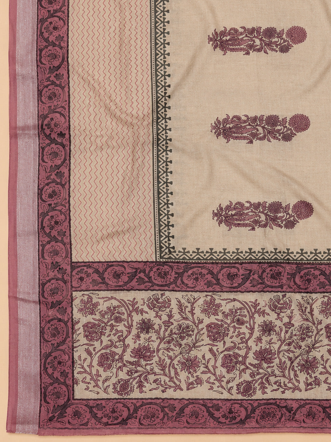Onion Pink Printed Linen Blend Unstitched Dress Material