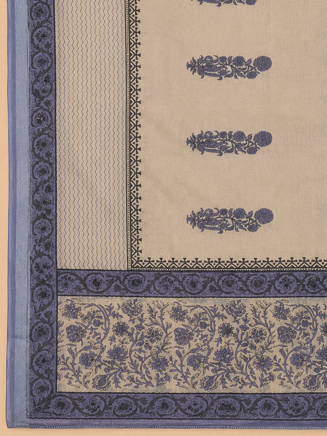 Purple Printed Linen Blend Unstitched Dress Material