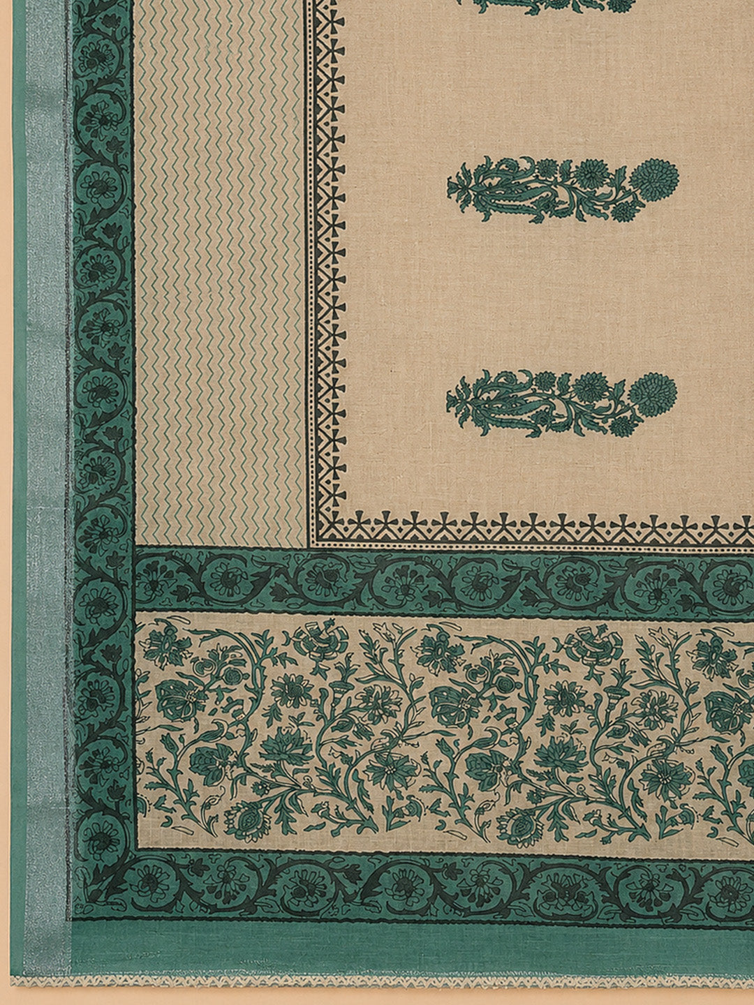 Rama Green Printed Linen Blend Unstitched Dress Material