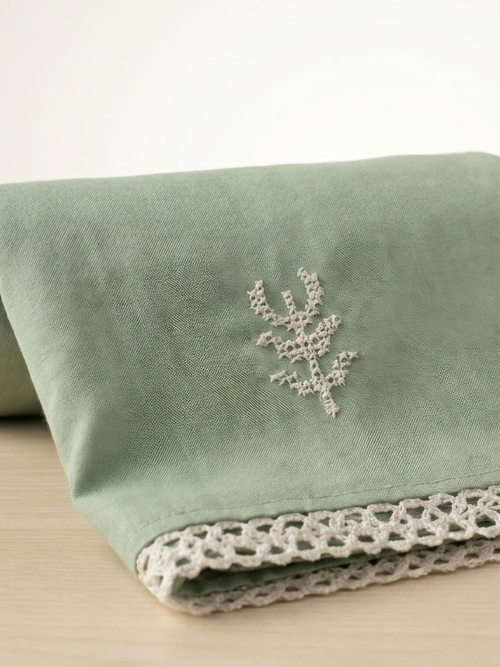 Aqua Green Embroidered Chanderi Unstitched Suit &amp; Pant With Chanderi Dupatta