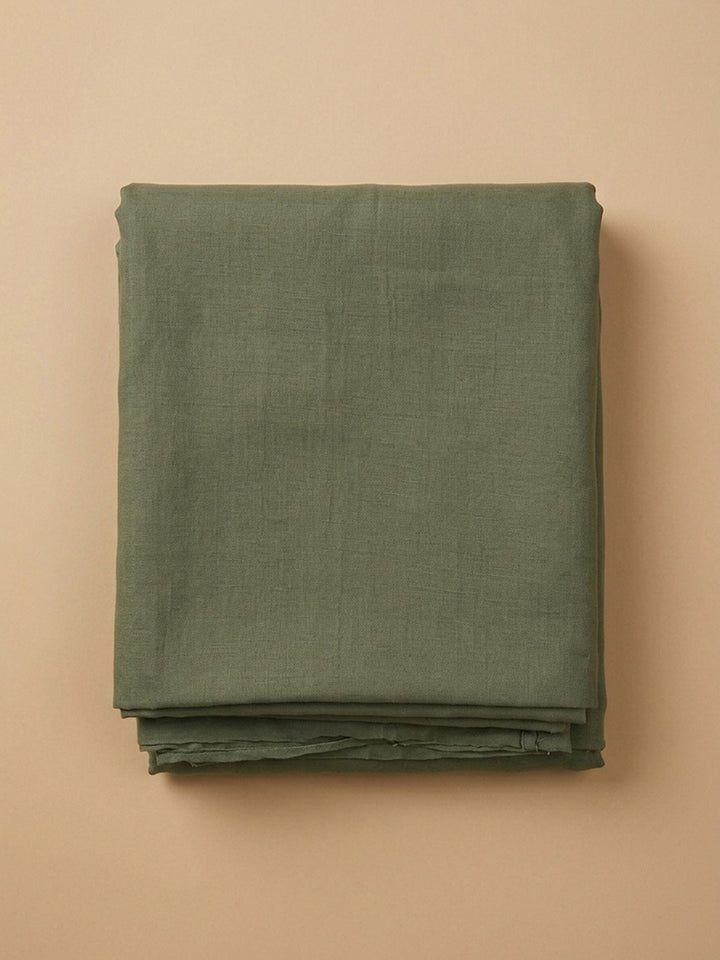 Green Printed Linen Blend Unstitched Dress Material