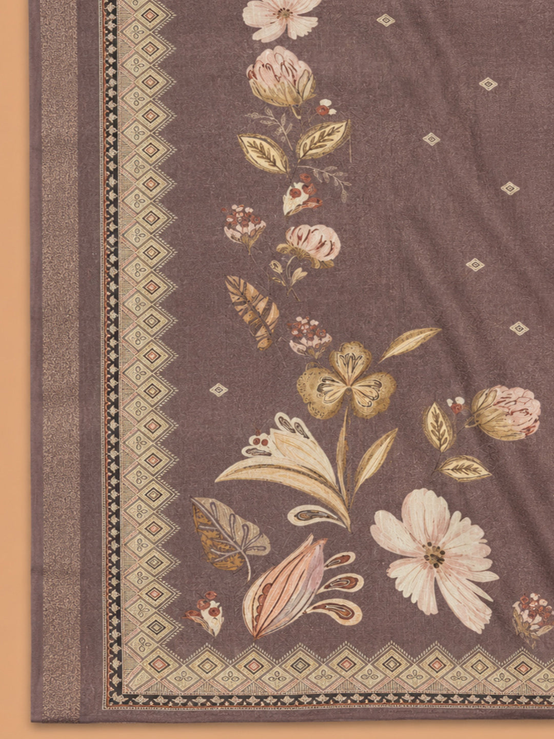 Onion Pink Printed Linen Blend Unstitched Dress Material