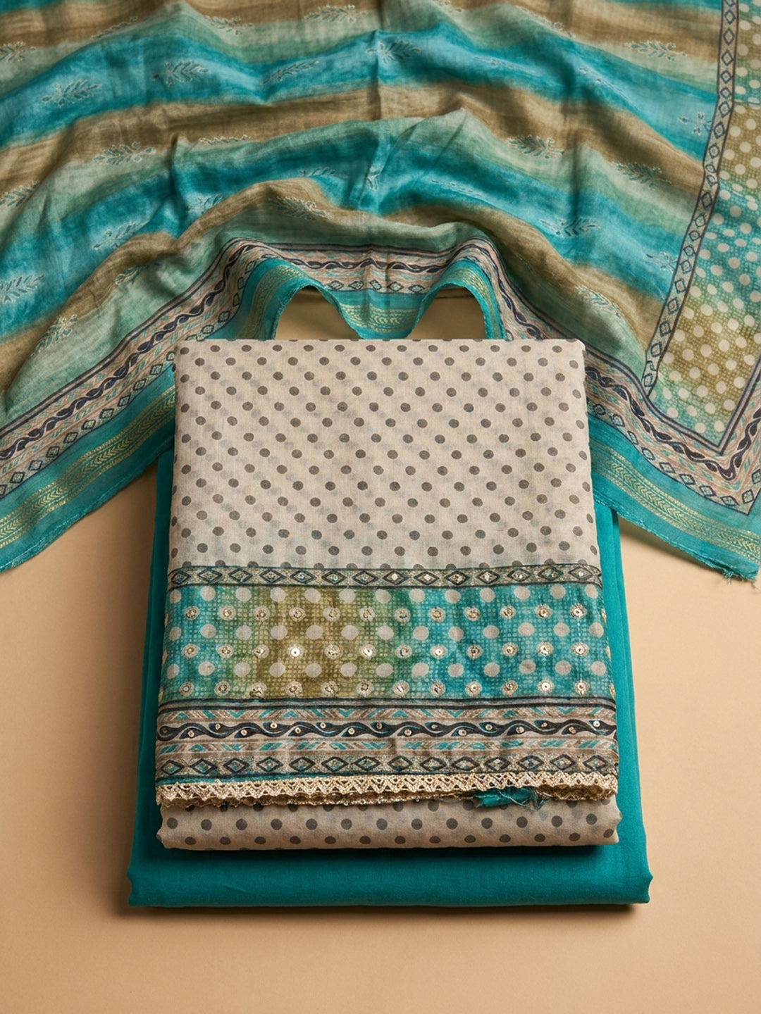 Firozee Printed Linen Blend Unstitched Dress Material