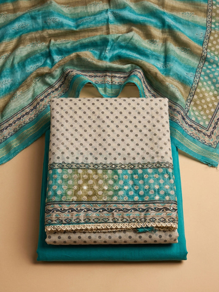 Firozee Printed Linen Blend Unstitched Dress Material