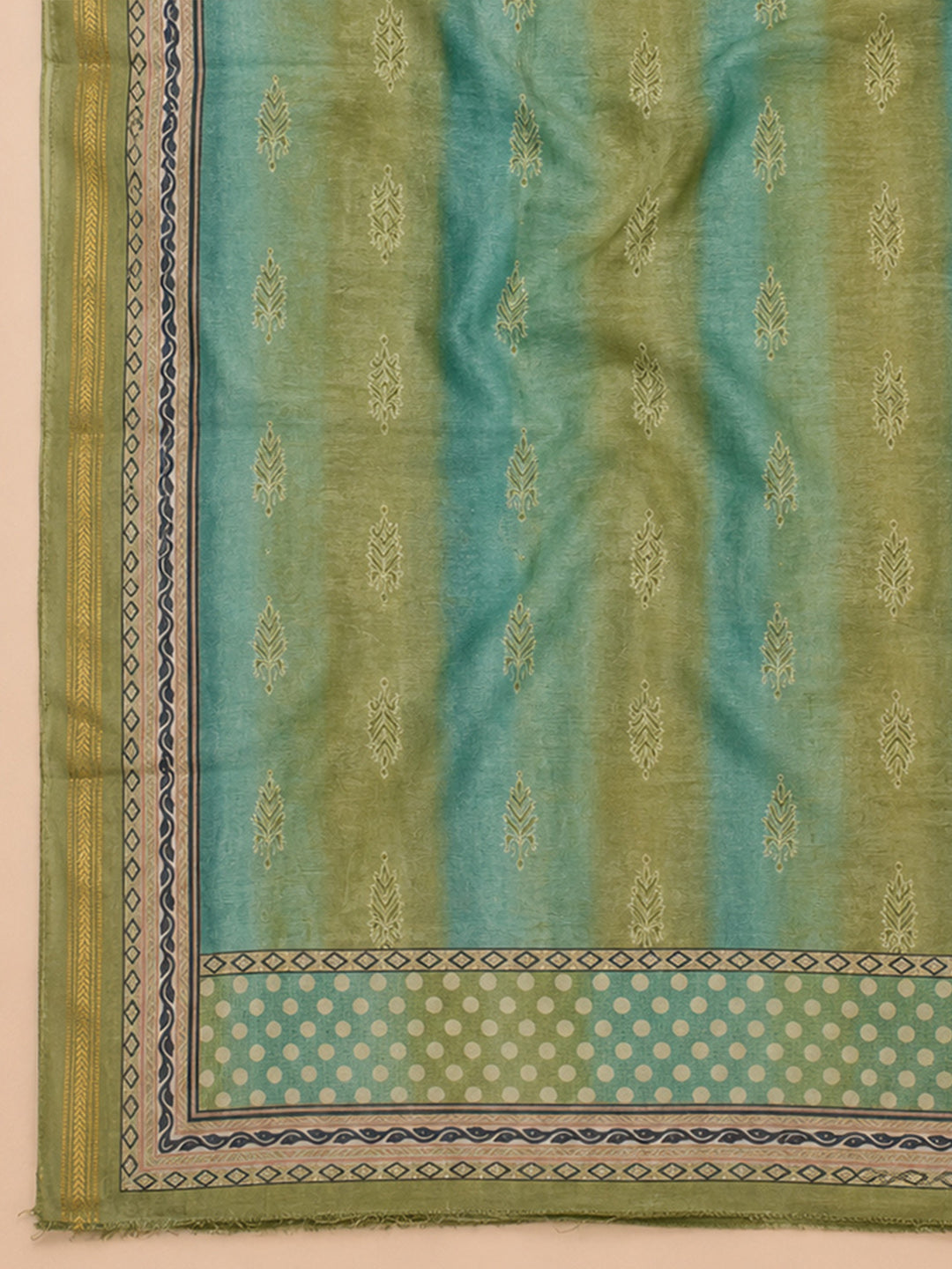 Mehndi Printed Linen Blend Unstitched Dress Material