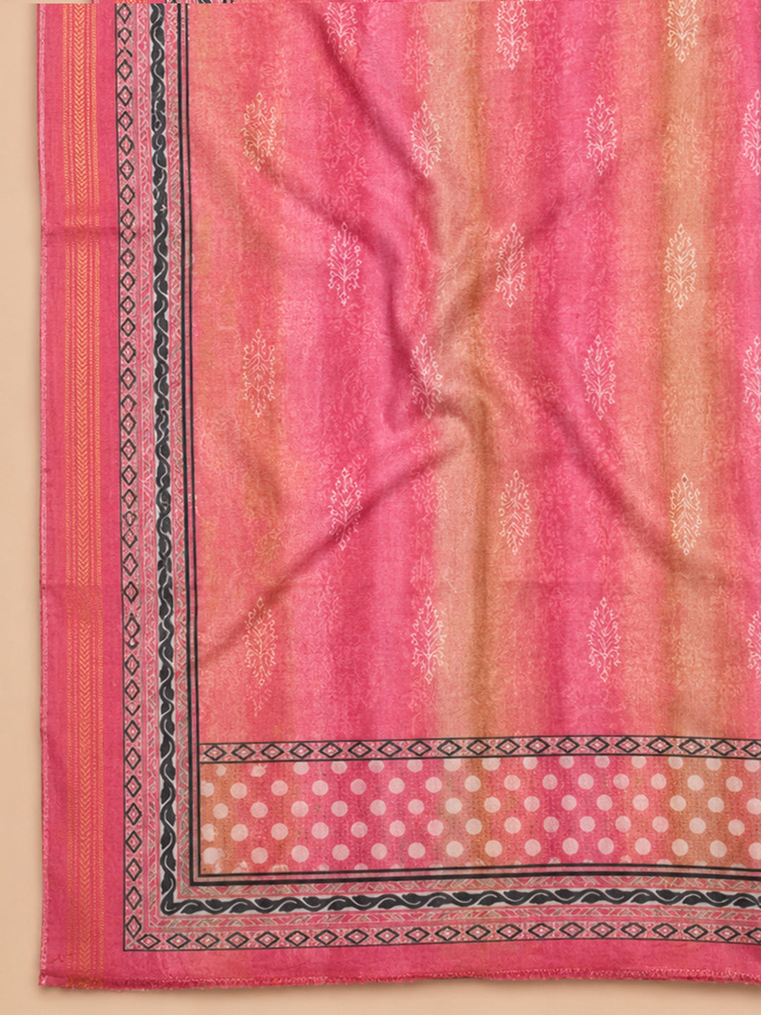 Onion Pink Printed Linen Blend Unstitched Dress Material