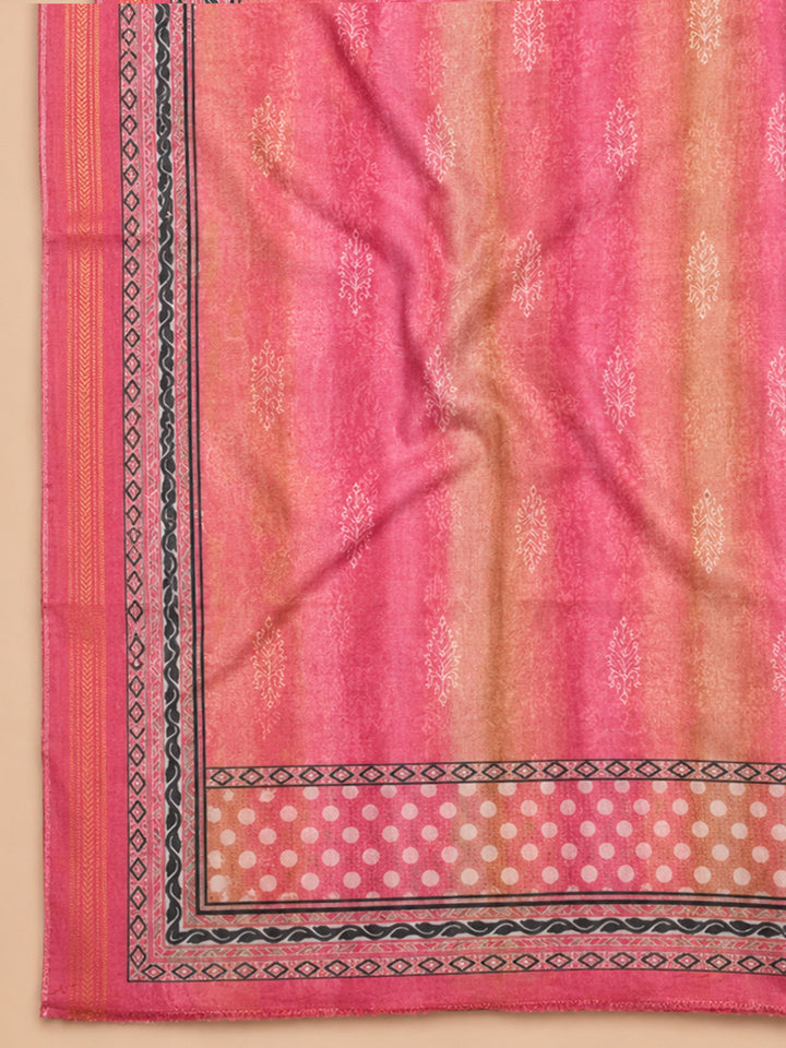 Onion Pink Printed Linen Blend Unstitched Dress Material