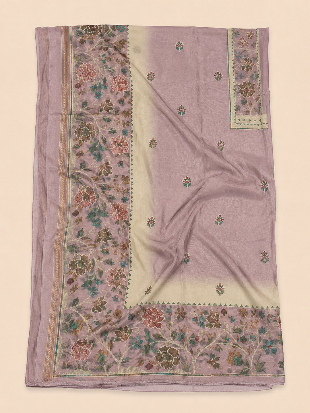 Onion Pink Printed Linen Blend Unstitched Dress Material