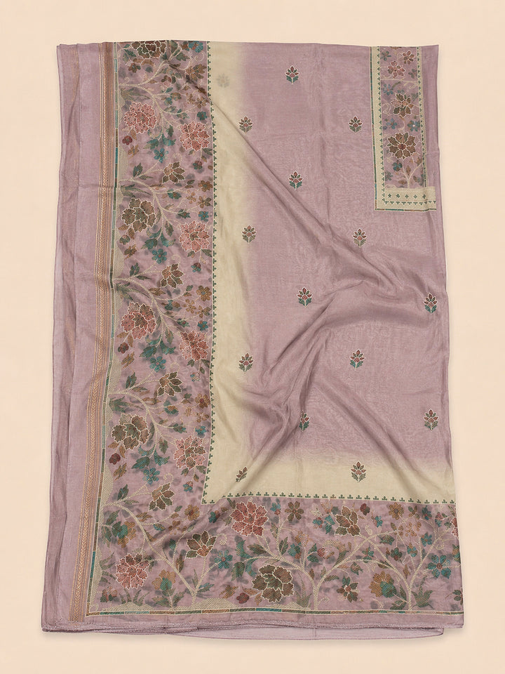 Onion Pink Printed Linen Blend Unstitched Dress Material