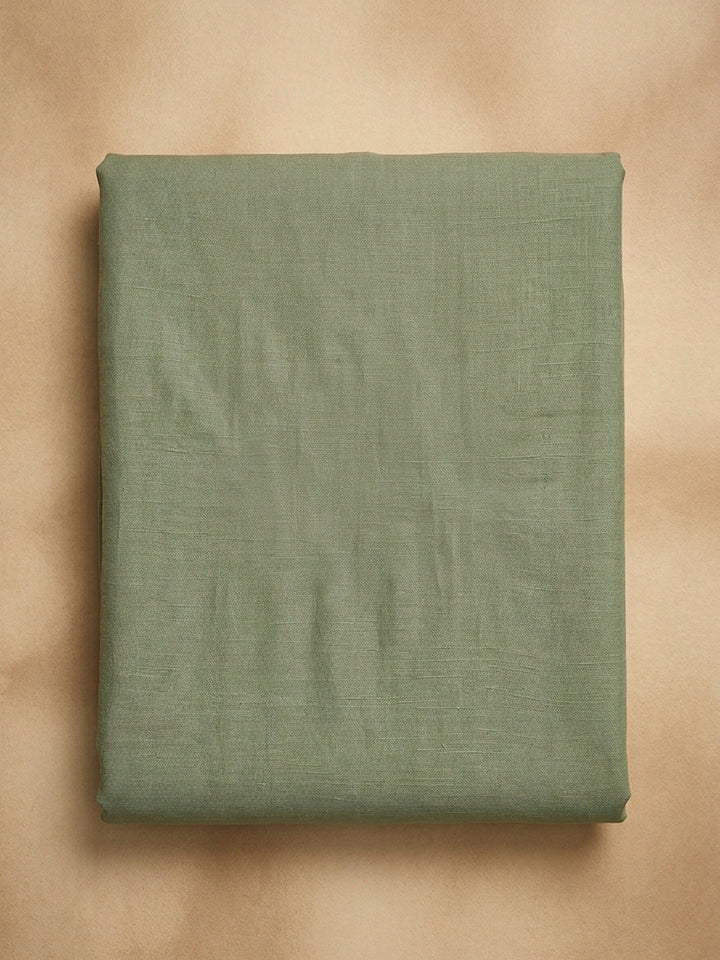 Pista Green Printed Linen Blend Unstitched Dress Material