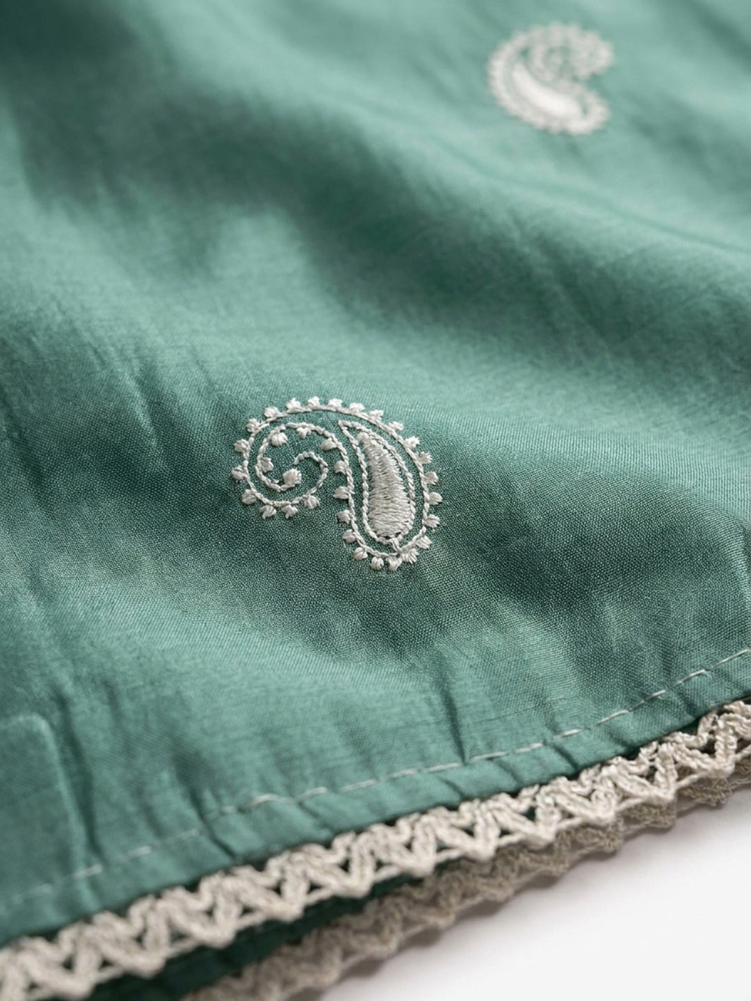 Aqua Blue Embroidery Chanderi Unstitched Dress Material