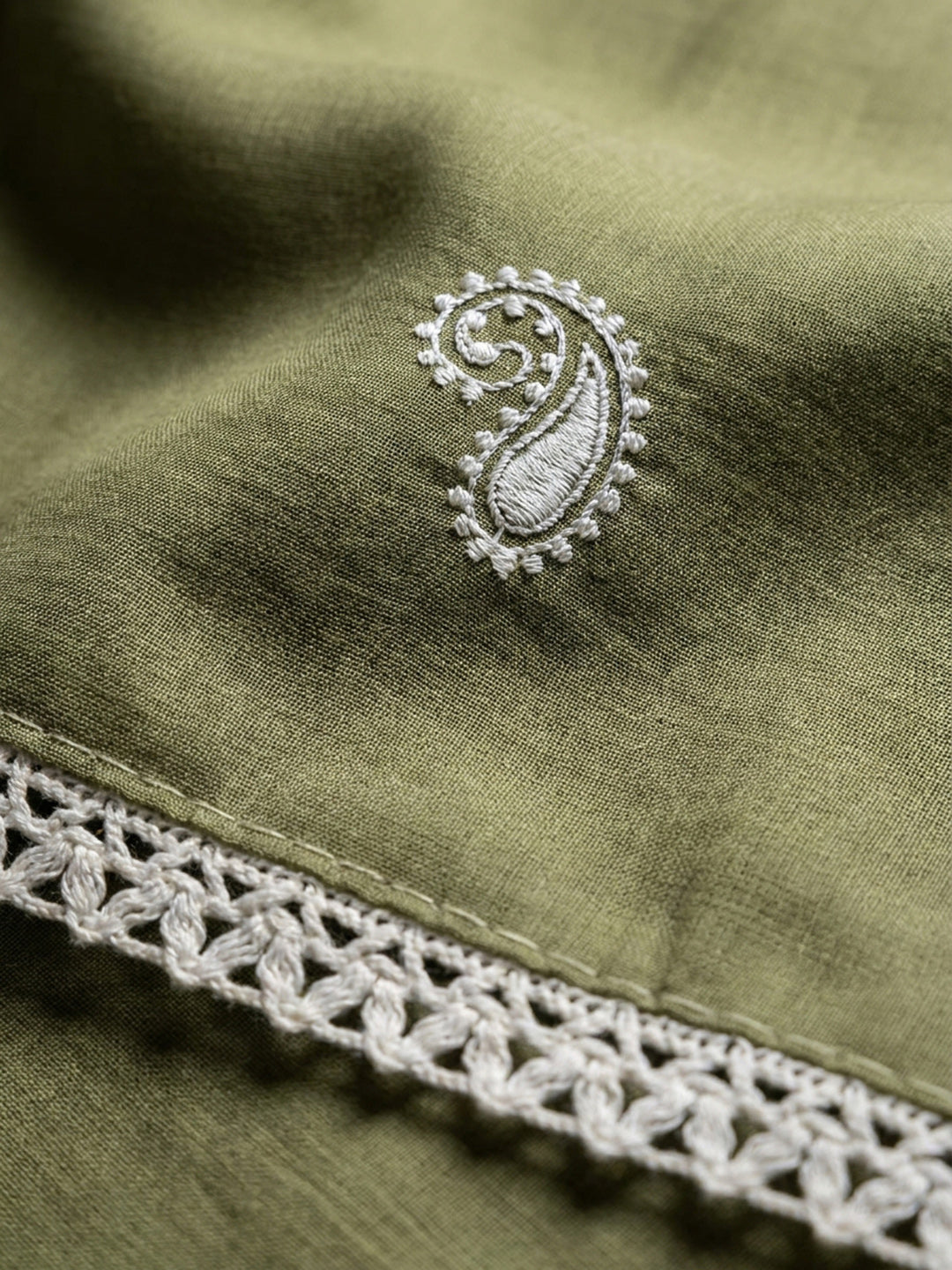 Pista Green Embroidery Chanderi Unstitched Dress Material