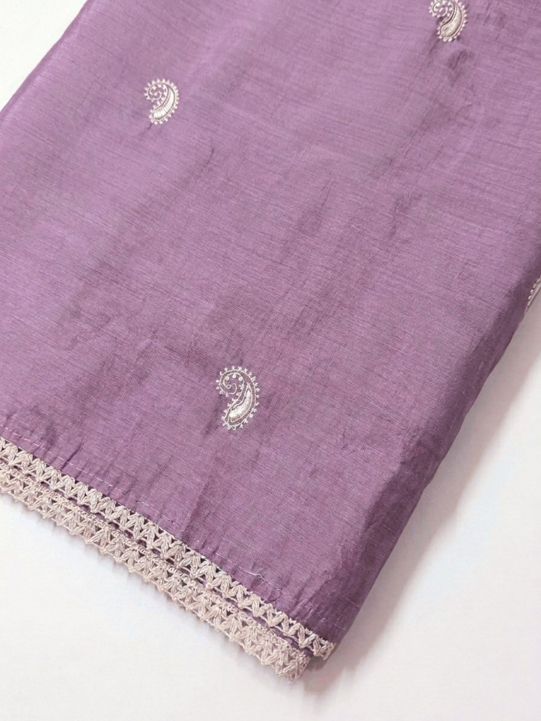 Purple Embroidery Chanderi Unstitched Dress Material