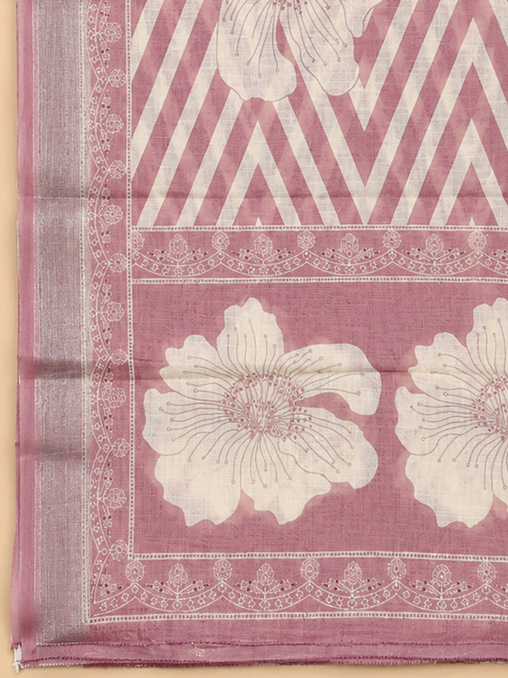 Onion Pink  Linen Blend Unstitched Dress Material