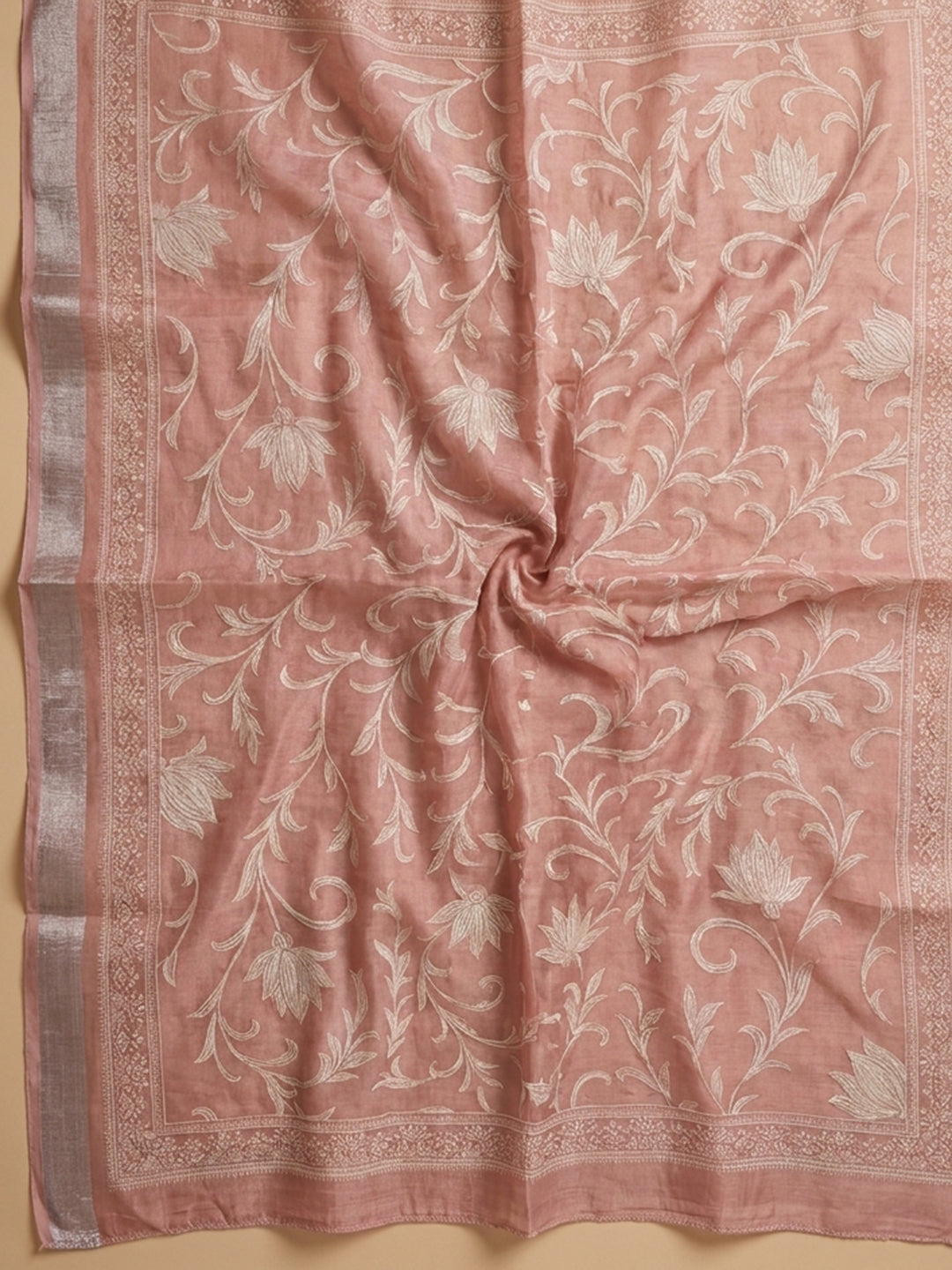 Onion Pink Printed Linen Blend Unstitched Dress Material