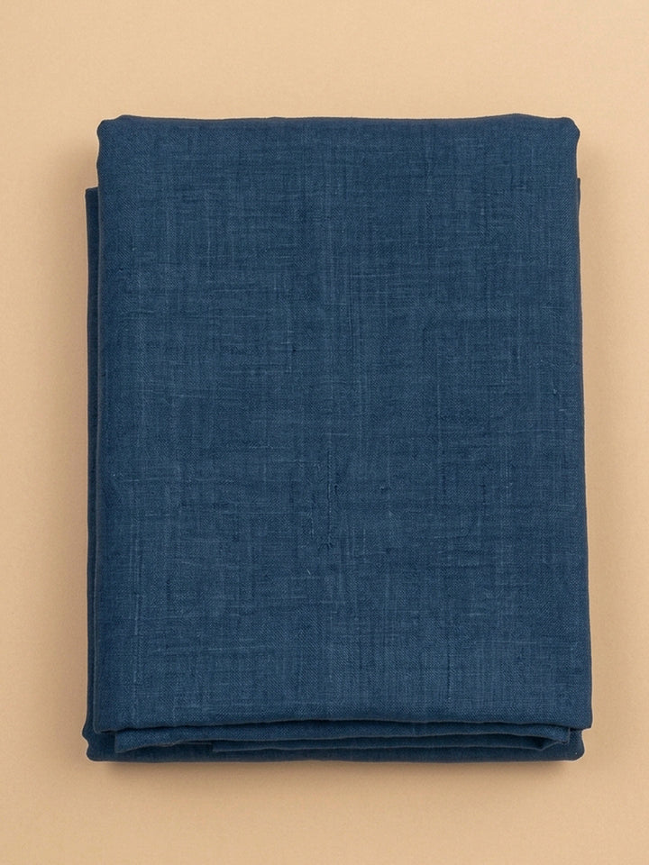Blue Printed Linen Unstitched Dress Material