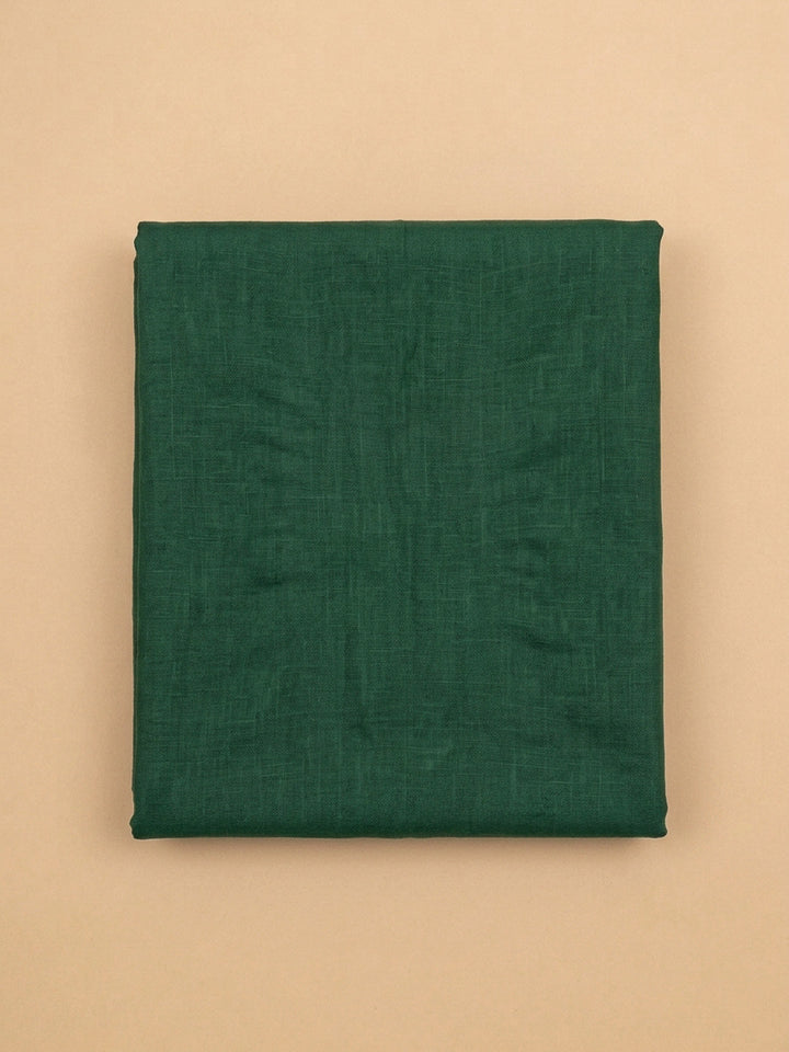Bottle Green Printed Linen Unstitched Dress Material