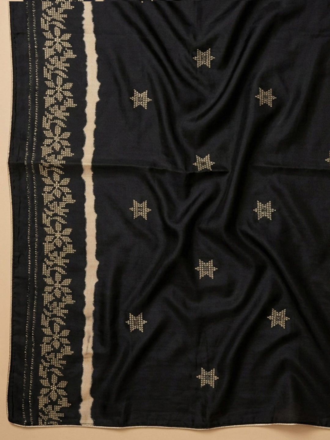 Black Embroidery Cotton Blend Unstitched Dress Material