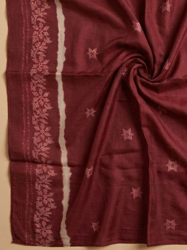 Maroon Embroidery Cotton Blend Unstitched Dress Material