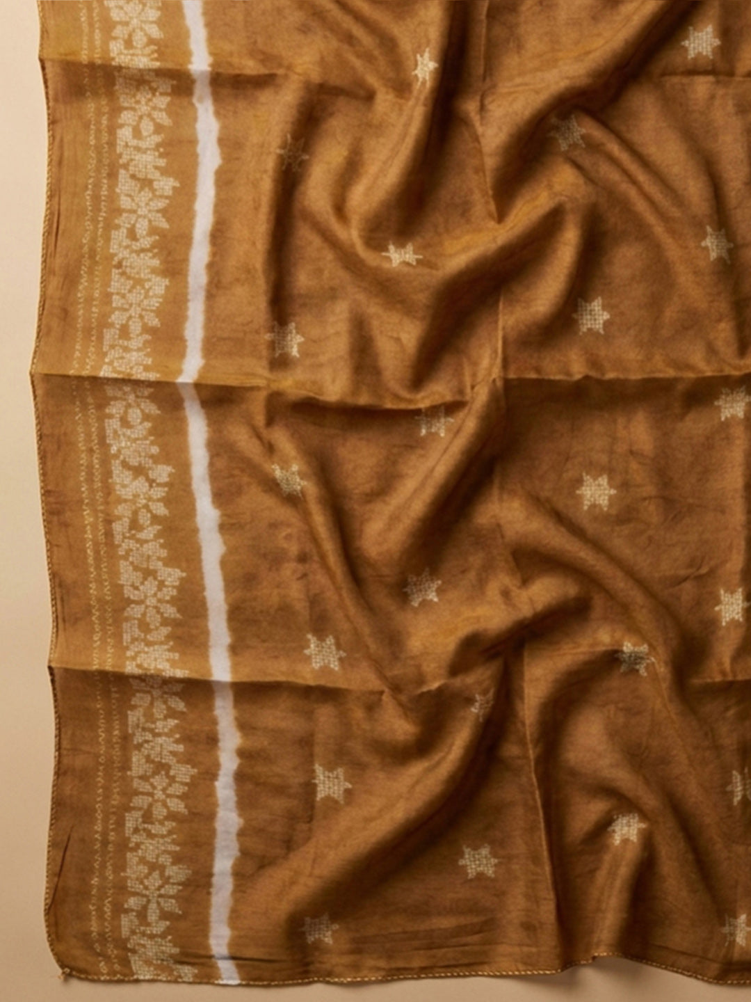 Rust Embroidery Cotton Blend Unstitched Dress Material