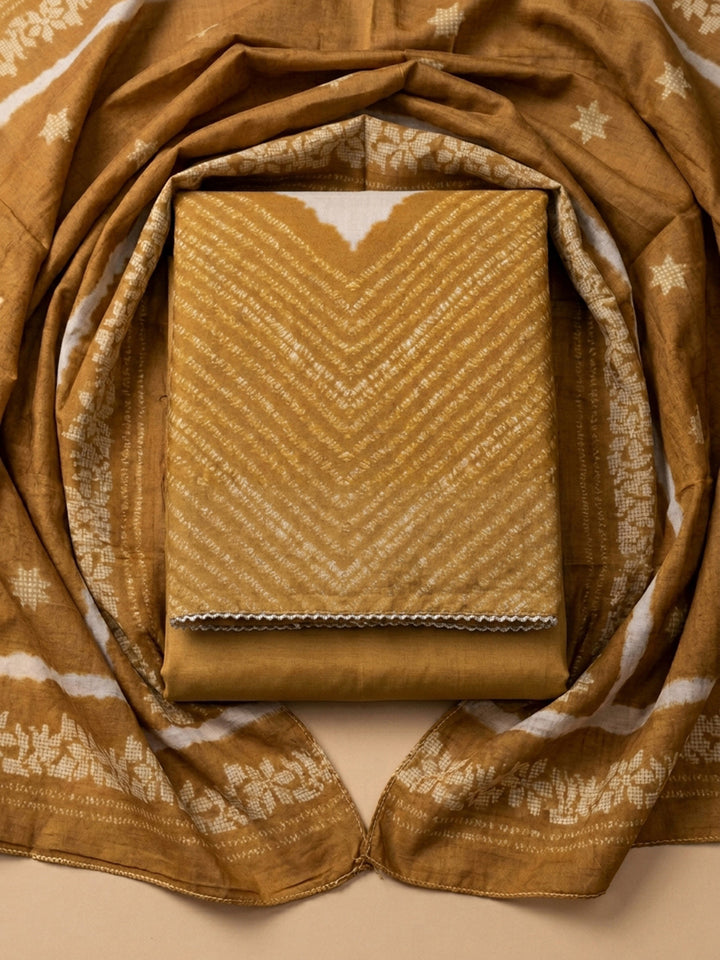 Rust Embroidery Cotton Blend Unstitched Dress Material
