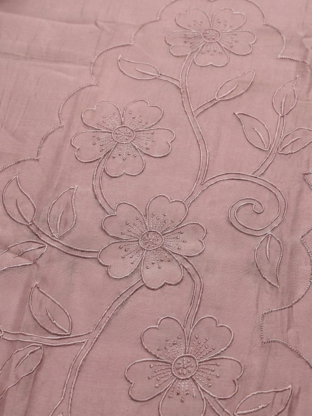 Peach Embroidery Chanderi Unstitched Dress Material