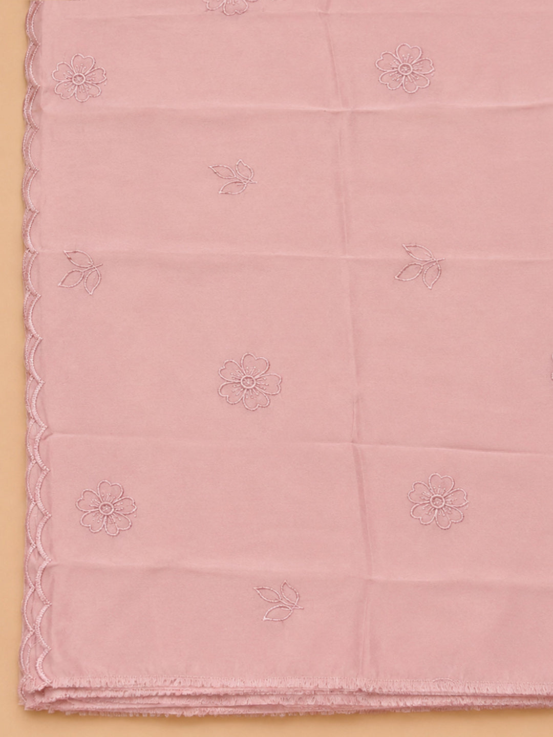 Peach Embroidery Chanderi Unstitched Dress Material