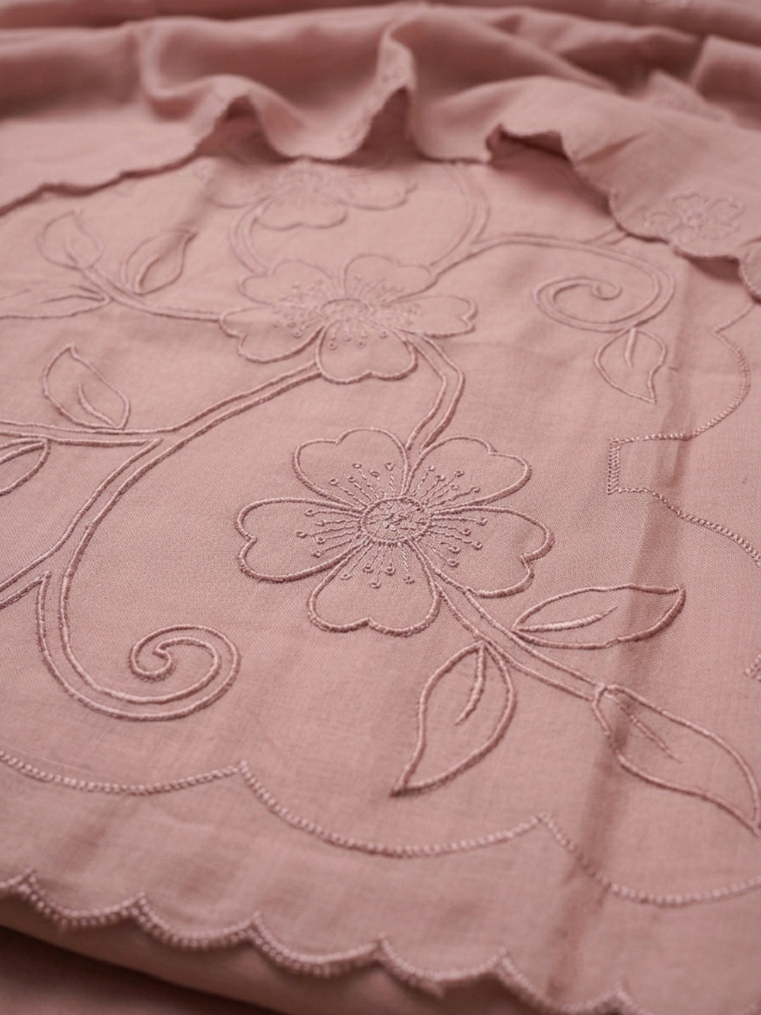 Peach Embroidery Chanderi Unstitched Dress Material