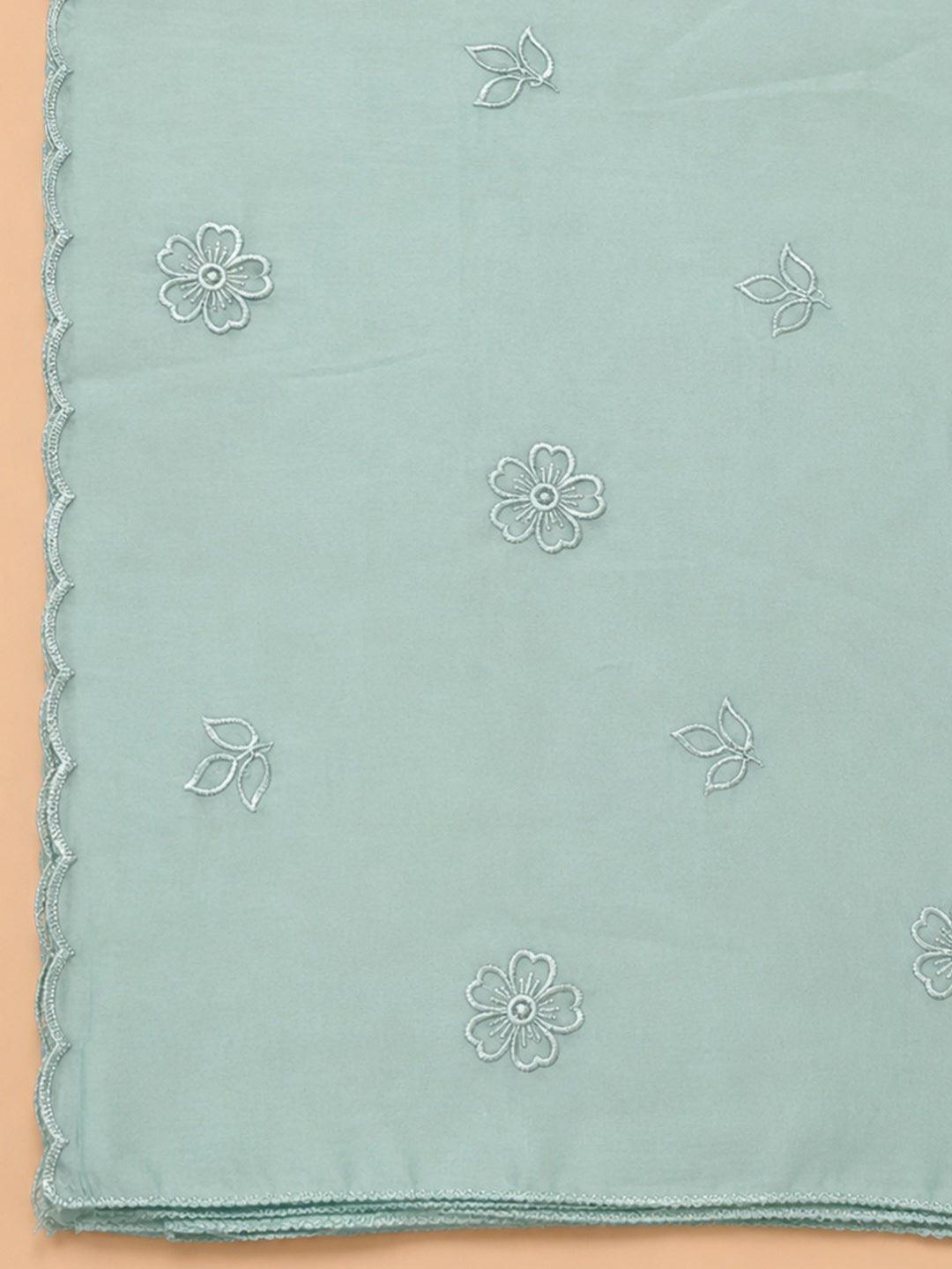 Sky Blue Embroidery Chanderi Unstitched Dress Material