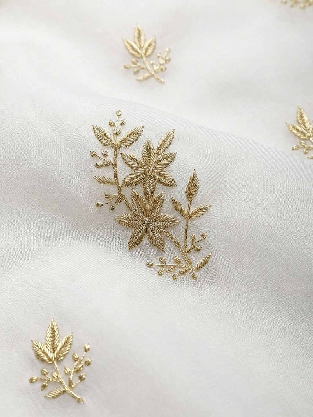 Mustard Embroidery Chanderi Unstitched Dress Material