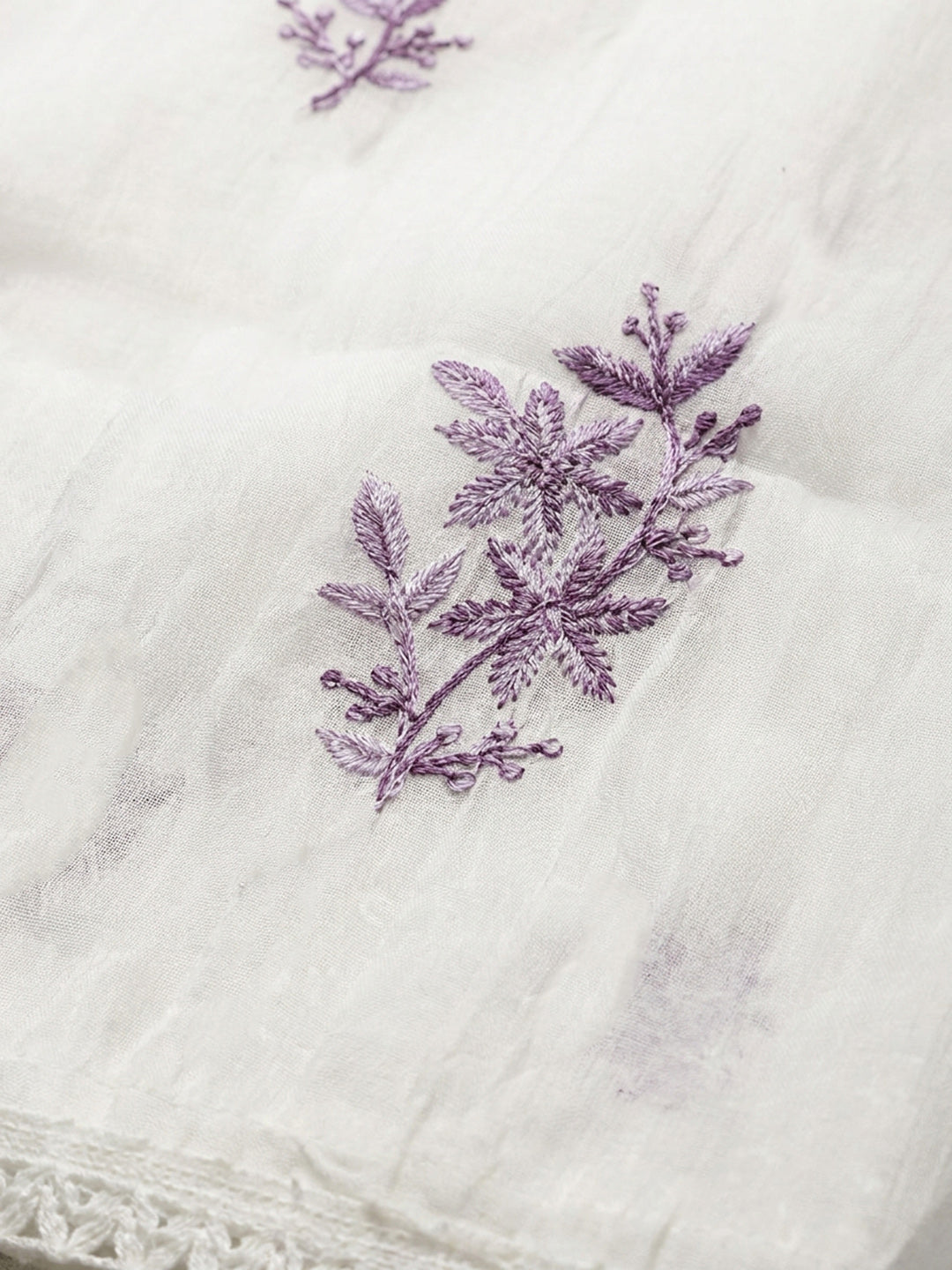 Purple Embroidery Chanderi Unstitched Dress Material